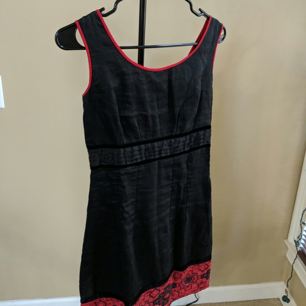 Party Black Dress with red border size Small